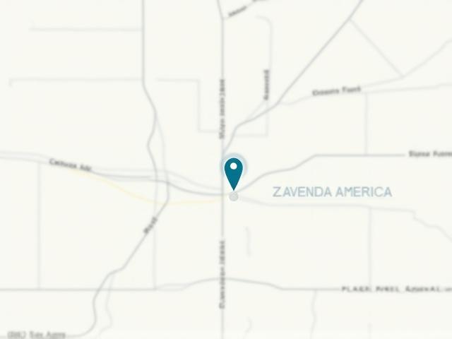 Statische Karte von Zaragoza mit einem markierten Punkt auf der Avenida América, der den symbolischen Standort von DämmerFinanz anzeigt.